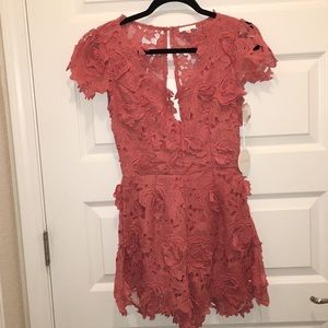 Gorgeous coral crochet romper!